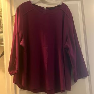 Fuchsia dress blouse with zip up back: Gently worn